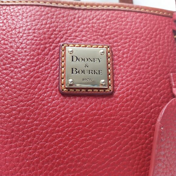 Dooney & Bourke Red Pebbled Leather Double Handles Tote Shoulder Bag - Picture 4 of 16